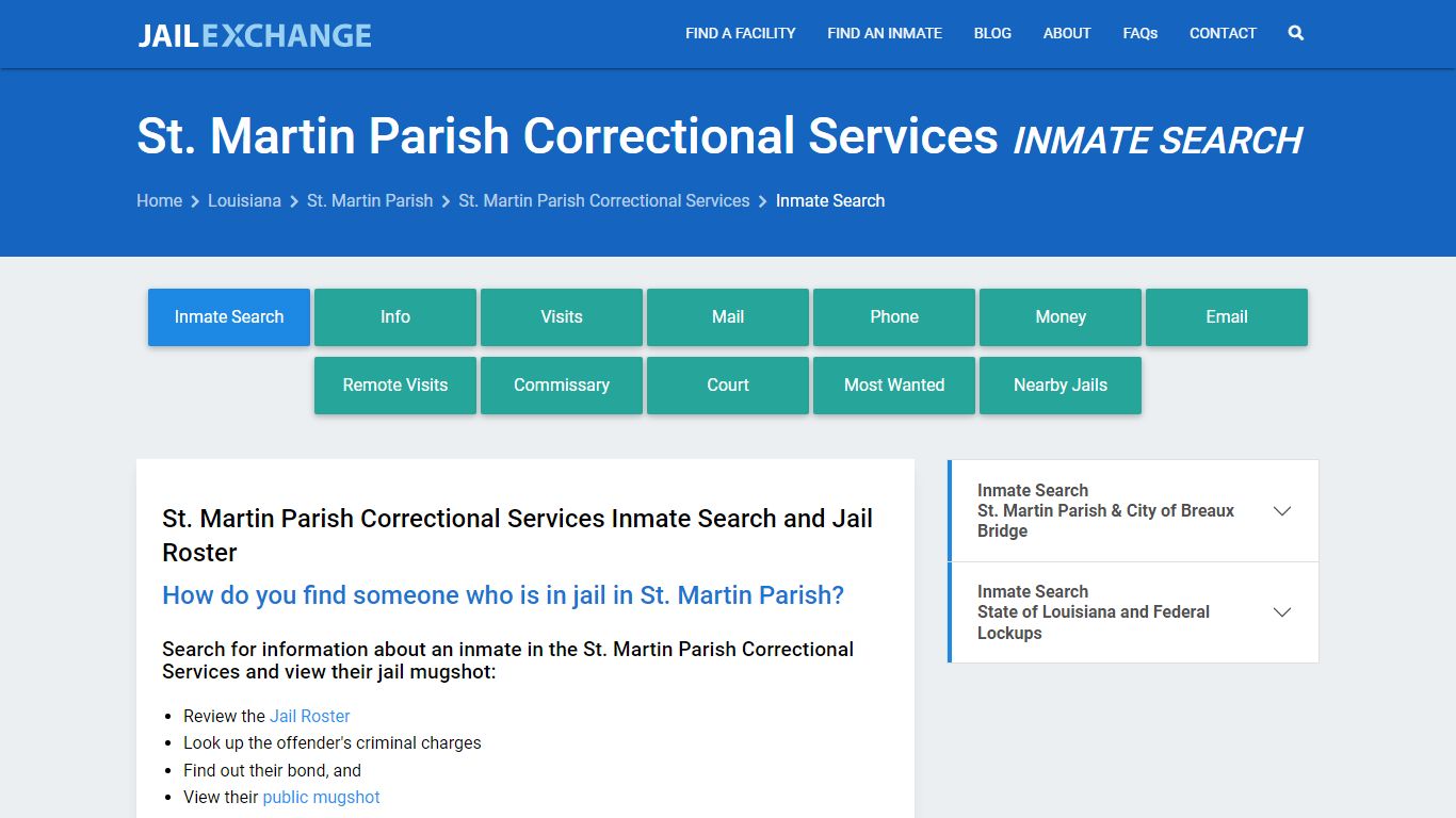St. Martin Parish Correctional Services Inmate Search - Jail Exchange